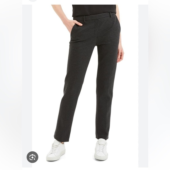 Theory Pants - Theory Slim Straight Ponte Pants in Black Caviar Houndstooth